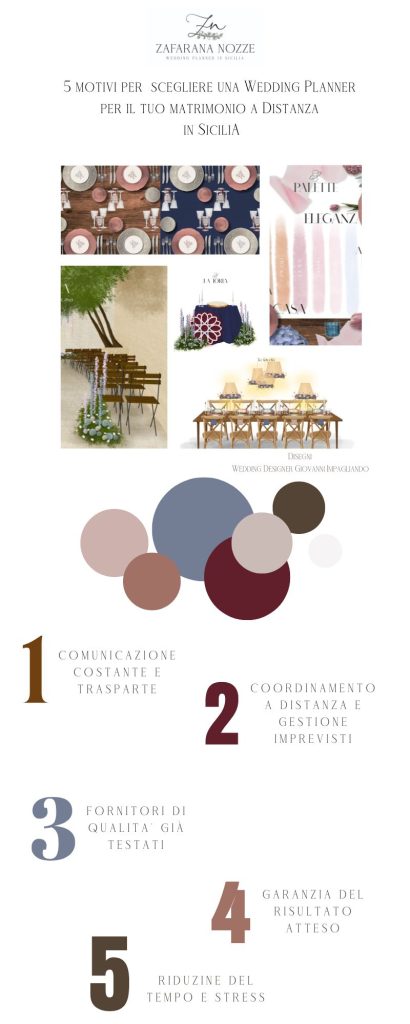 infografica con 5 motivi per scegliere una wedding planner