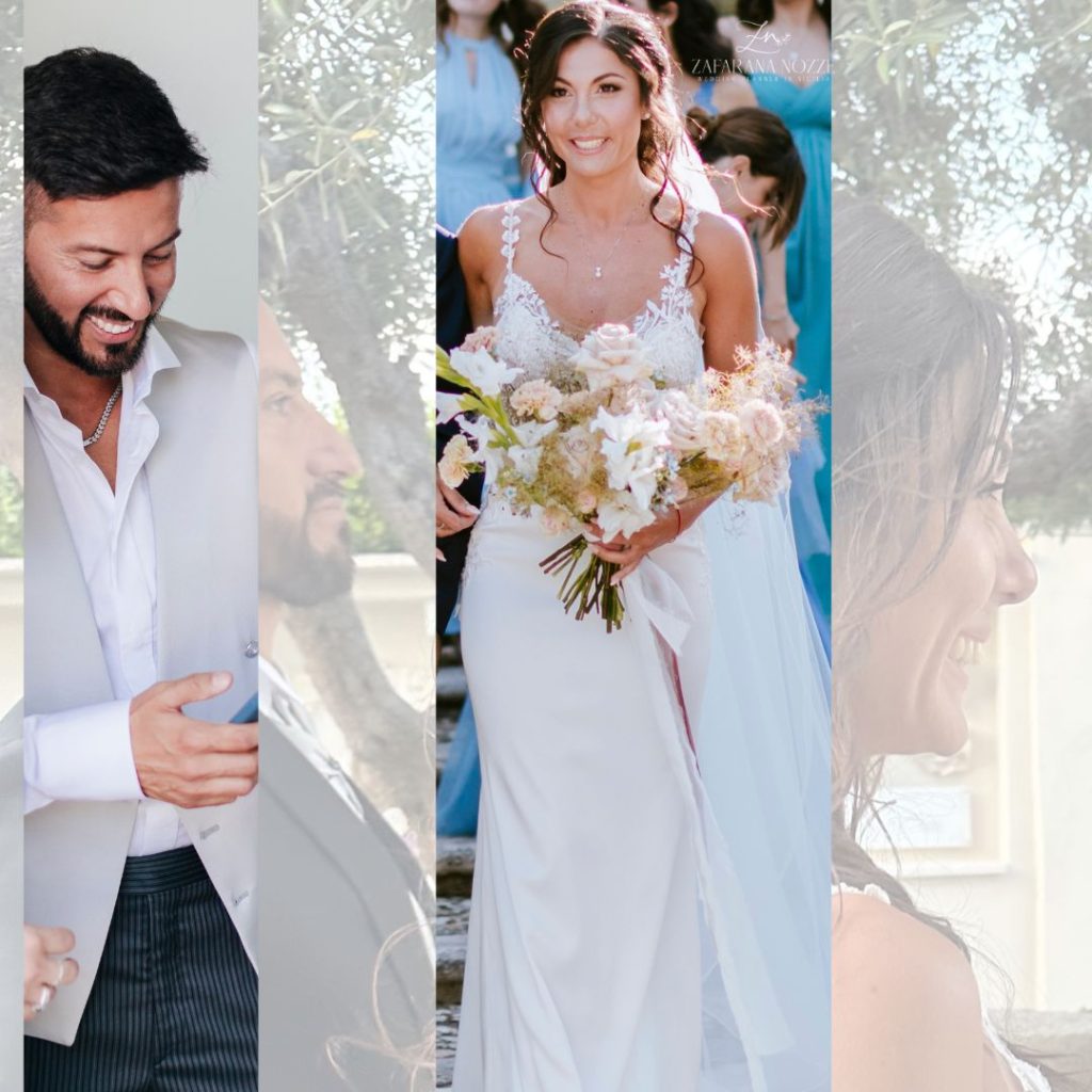 la sposa e lo sposo che sorridono